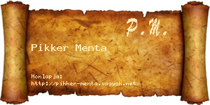 Pikker Menta névjegykártya